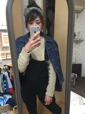 「GRL（グレイル）のアイテム（デニムジャケット）」を使った、IYOさん（レディース・159cm）の冬コーディネート