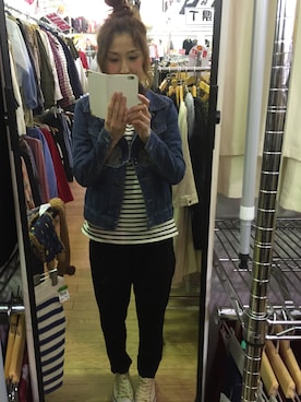 「GRL（グレイル）のアイテム（デニムジャケット）」を使った、IYOさん（レディース・159cm）の冬コーディネート