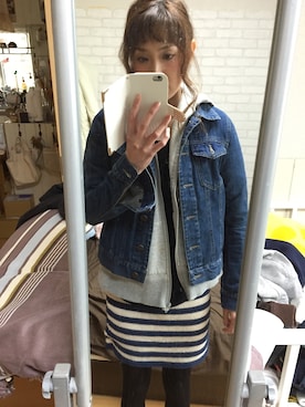 「GRL（グレイル）のアイテム（デニムジャケット）」を使った、IYOさん（レディース・159cm）の冬コーディネート