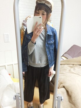 「GRL（グレイル）のアイテム（デニムジャケット）」を使った、IYOさん（レディース・159cm）の冬コーディネート