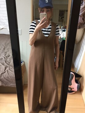 「アイテム（つなぎ/オールインワン、ベージュ系）」を使った、IYOさん（レディース・159cm）の秋コーディネート