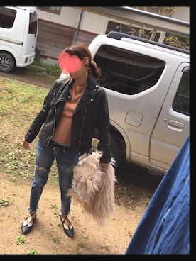 「Ungrid（アングリッド）のフレイドヘムストスリ（デニムパンツ）」を使った、IYOさん（レディース・159cm）の秋コーディネート