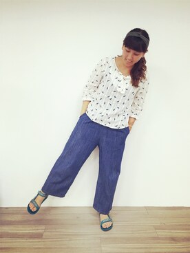 「PAZZO」｜「アイテム（オールインワン・サロペット）」を使った、Lindaさん（レディース・165cm）の秋コーディネート