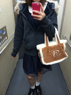 「くつした」｜「アイテム（その他アウター）」を使った、naaaaaさん（レディース・158cm）の冬コーディネート