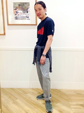 「Saucony（サッカニー）のアイテム」を使った、田村さん（メンズ・168cm）の秋コーディネート