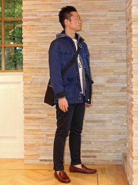 「TOMMY HILFIGER（トミーヒルフィガー）のアイテム（ブルゾン）」を使った、ゆうきさん（メンズ・176cm）の夏コーディネート