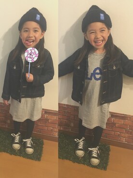 「Lee（リー）のアイテム（シューズ）」を使った、mimamoさん（キッズ・110cm）の春コーディネート