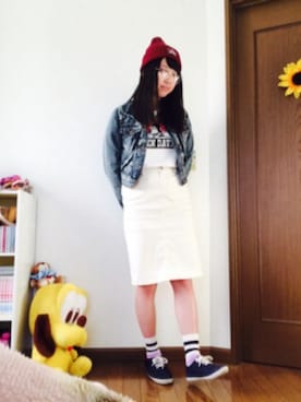 「skirt」｜「アイテム（キャップ）」を使った、岩田亜里紗さん（レディース・160cm）の春コーディネート
