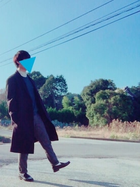 「お正月」｜「アイテム（スラックス）」を使った、yuaさん（メンズ・168cm）の冬コーディネート