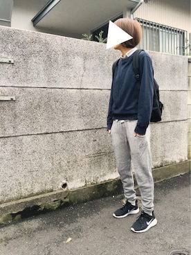 「スウェット×シャツ」｜yuaさん（レディース・165cm）の秋コーディネート