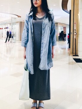「アイテム（ドレス、グレー系）」を使った、hannahwcさん（レディース・172cm）の春コーディネート