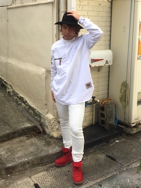 「M（エム）のアイテム（帽子）」を使った、ぷーりょ。[美容学生]さん（メンズ・174cm）の冬コーディネート
