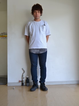 「H&M（エイチ・アンド・エム）のアイテム（タンクトップ）」を使った、ぷーりょ。[美容学生]さん（メンズ・174cm）の夏コーディネート