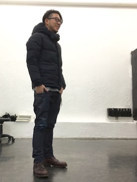 「SOPHNET.（ソフネット）のアイテム（ダウンジャケット/コート）」を使った、UENO YU→TAさん（メンズ・174cm）の冬コーディネート