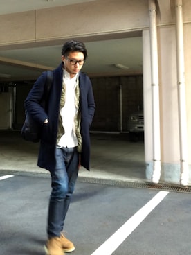 「HBNS（ハバノス）のアイテム（ジャケット/アウター）」を使った、UENO YU→TAさん（メンズ・174cm）の冬コーディネート