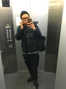「SOPHNET.（ソフネット）のアイテム（ダウンジャケット/コート）」を使った、UENO YU→TAさん（メンズ・174cm）の冬コーディネート