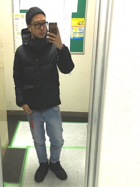 「SOPHNET.（ソフネット）のアイテム（ダウンジャケット/コート）」を使った、UENO YU→TAさん（メンズ・174cm）の冬コーディネート