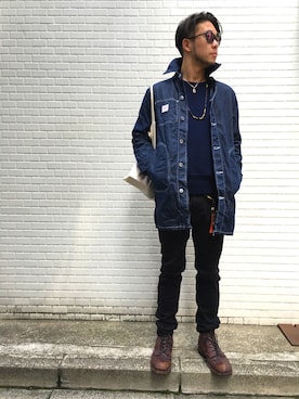 「POINTER BRAND（ポインターブランド）のアイテム（ジャケット/アウター）」を使った、UENO YU→TAさん（メンズ・174cm）の春コーディネート