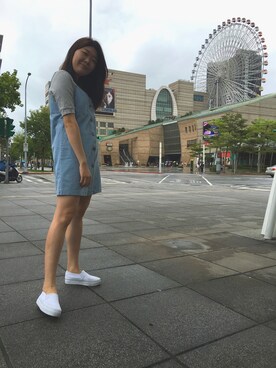 「REALCOCOのアイテム（オールインワン・サロペット）」を使った、RachelLeeさん（レディース・167cm）の秋コーディネート