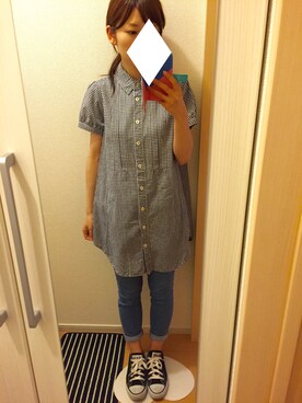 「archives（アルシーヴ）のアイテム（シャツワンピース）」を使った、omotiさん（レディース・151cm）の夏コーディネート