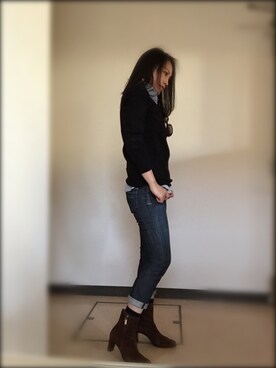 「Yves Saint Laurent（イヴサンローラン）のアイテム（ブーツ）」を使った、ＳＯＵさん（レディース・154cm）の冬コーディネート