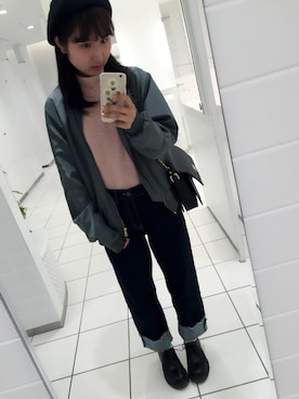 「Dr. Martens（ドクターマーチン）のDr.Martens (ドクターマーチン)/1461 3EYE GIBSON SHOES（その他シューズ）」を使った、mさん（レディース・155cm）の冬コーディネート