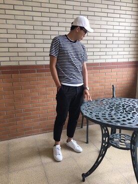 「plain-me（プレインミー）のアイテム（その他パンツ、ブラック系）」を使った、Yongさん（メンズ・180cm）の春コーディネート