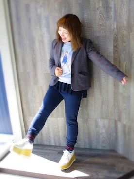 「Factor=（ファクターイコール）のアイテム（テーラードジャケット）」を使った、cozueさん（レディース・149cm）の秋コーディネート