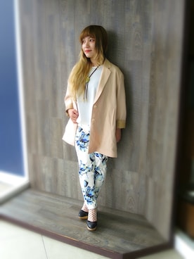 「アイテム（テーラードジャケット、ピンク系）」を使った、cozueさん（レディース・149cm）の冬コーディネート