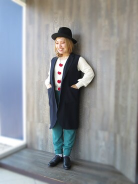 「I am I in fact...（アイアムアイインファクト）のアイテム（その他アウター）」を使った、cozueさん（レディース・149cm）の春コーディネート