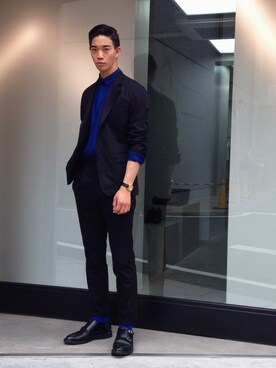 「JOHN LAWRENCE SULLIVAN（ジョンローレンスサリバン）のJACKET（テーラードジャケット、ブラック系）」を使った、Yamazoe_Takuroさん（メンズ・185cm）の夏コーディネート