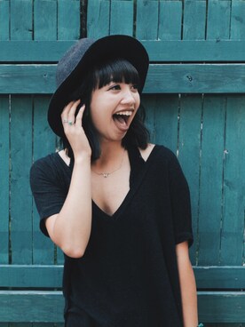 「hat」｜「アイテム（口紅/リップティント/グロス）」を使った、Leana Rae Concepcionさん（レディース・157cm）の夏コーディネート