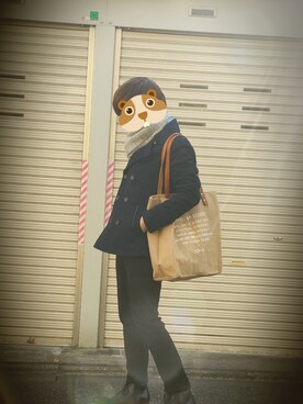 「COMME　CA COMMUNE（コムサコミューン）のアイテム（ピーコート）」を使った、つーさん（メンズ・160cm）の冬コーディネート