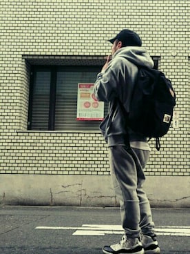 「northface（ノースフェイス）のアイテム（バックパック/リュック）」を使った、quuuさん（メンズ・162cm）の春コーディネート