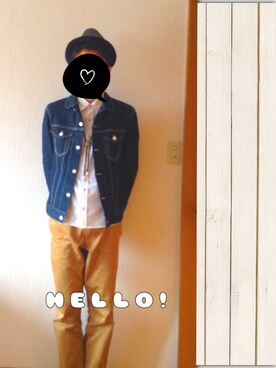 「HERE'S（HERE'S）のアイテム（デニムジャケット）」を使った、こうさん（メンズ・175cm）の春コーディネート