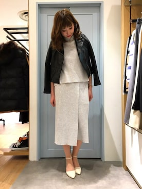「UNRELISH」｜「アイテム（ライダースジャケット）」を使った、Keikoさん（レディース・165cm）の冬コーディネート