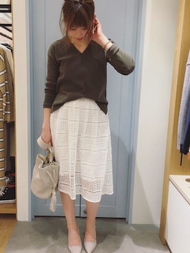 「UNRELISH（アンレリッシュ）のオペラカットパンプス（パンプス）」を使った、Keikoさん（レディース・165cm）の冬コーディネート