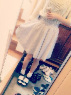 「NICE CLAUP（ナイスクラップ）のフレアスカート（スカート、ブルー系）」を使った、ａｋａｔａｎさん（レディース・165cm）の夏コーディネート