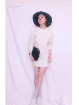 「rag & bone（ラグアンドボーン）のアイテム（帽子）」を使った、古家亜季さん（レディース・164cm）の秋コーディネート