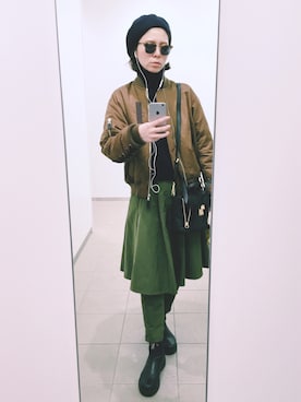 「G.V.G.V.（ジーヴィージーヴィー）のアイテム（ブルゾン）」を使った、古家亜季さん（レディース・164cm）の春コーディネート
