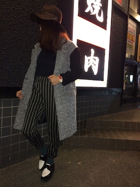 「ツバ広」｜ゆりさん（レディース・151cm）の冬コーディネート