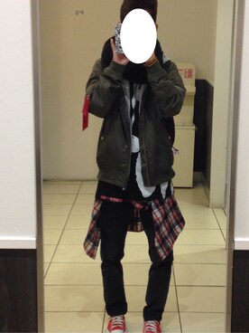 「アイテム（MA-1）」を使った、Mさん（メンズ・164cm・20代）の冬コーディネート