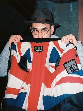 「Barbour（バブアー）のアイテム（ライダースジャケット）」を使った、JeffreyZhangさん（メンズ・185cm）の春コーディネート