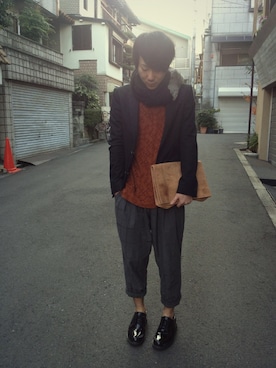 「SHAREEF（シャリーフ）のアイテム（バッグ）」を使った、しょーごさん（メンズ・174cm）の冬コーディネート