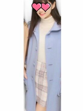 「冬パステルカラーコーデのアイテム（ジャケット/アウター、ブルー系）」を使った、Nanaさん（レディース・164cm）の冬コーディネート