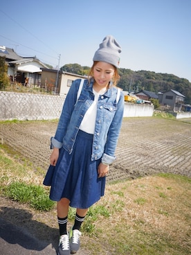 「RCWB（アールシーダブリュービー）のアイテム（帽子）」を使った、hacchiさん（レディース・160cm）の春コーディネート