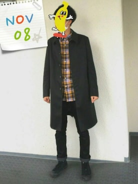 「アイテム（ステンカラーコート）」を使った、ゆーちゃんさん（メンズ・172cm・10代）の秋コーディネート