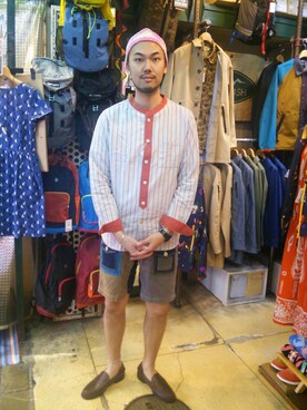 「WILD THINGS（ワイルドシングス）のアイテム（ニットキャップ/ビーニー）」を使った、すずき ともたかさん（メンズ・182cm）の春コーディネート