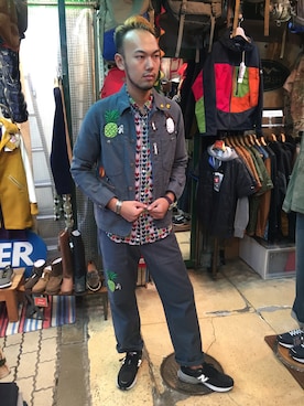 「ボヘミアンズ」｜「アイテム（カバーオール）」を使った、すずき ともたかさん（メンズ・183cm）の秋コーディネート