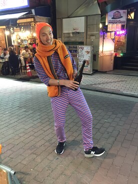 「ボヘミアンズ」｜「アイテム（ニットキャップ/ビーニー）」を使った、すずき ともたかさん（メンズ・183cm）の秋コーディネート